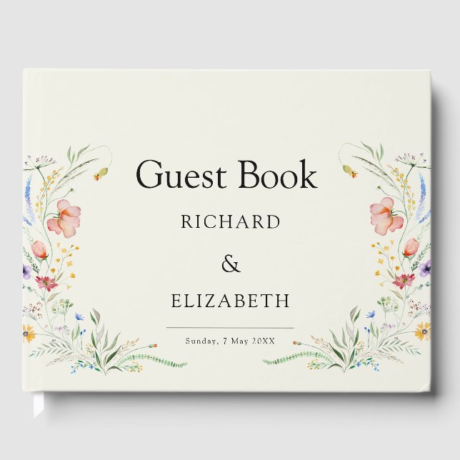 Livre D'or Mariage moderne Fleur sauvage minimal élégant (Recto)