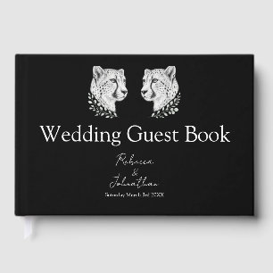 Livre D'or Mariage Moderne Guépard Noir Blanc Cadeau Amour