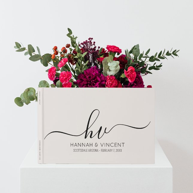 Livre D'or Mariage Monogramme Calligraphie Script Minimal Chi (Créateur téléchargé)