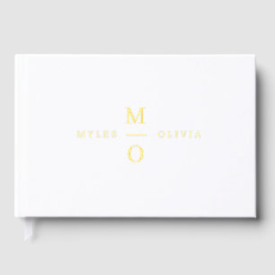Livre D'or Mariage Monogramme Élégant minimaliste Gold Foil