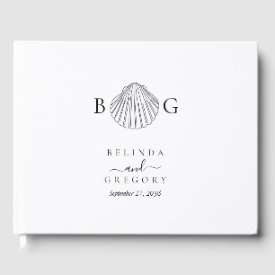 Livre D'or Mariage monogramme minimaliste de coquillage de co