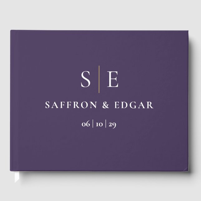 Livre D'or Mariage Monogramme violet et or (Recto)