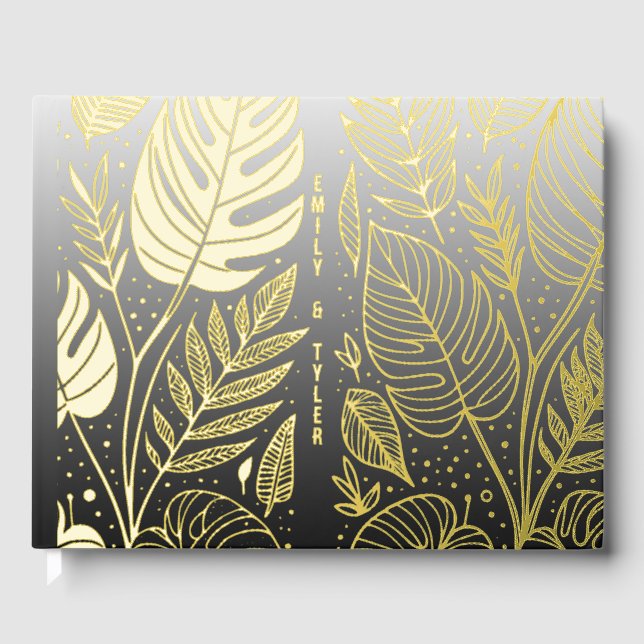 Livre D'or Mariage Monstera Gold Foliage (Recto)