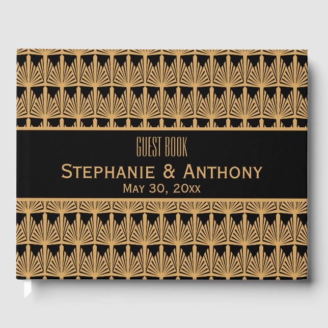 Livre D'or Mariage Motif Gold et Black Art Déco (Recto)