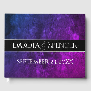 Livre D'or Mariage Mystic-Topaz Blue Purple Réception Party