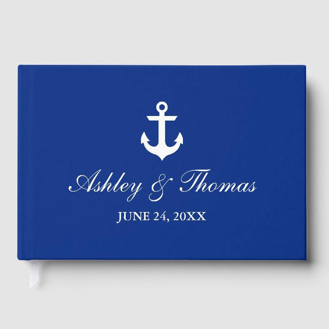 Livre D'or Mariage nautique Ancre Blue Guest Book (Recto)