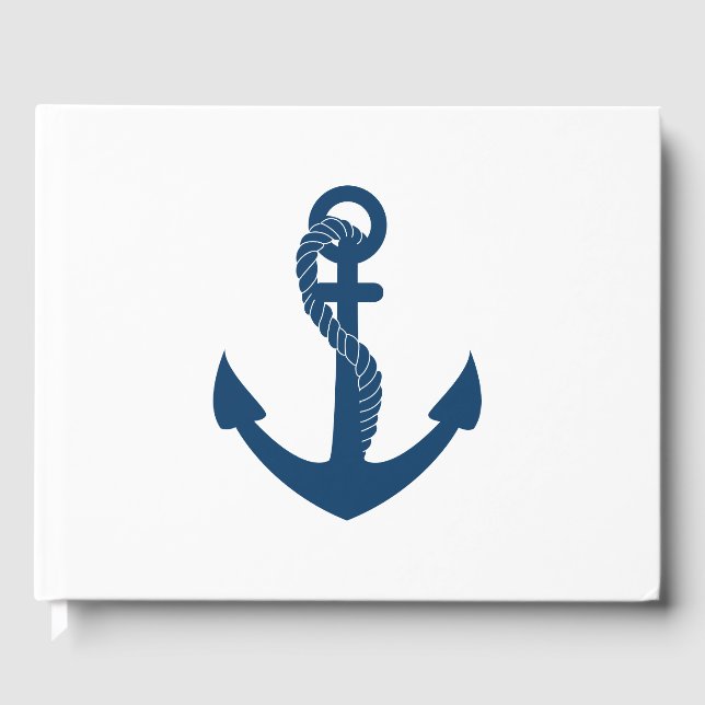 Livre D'or Mariage nautique Blue Ancre Plage été Océan (Recto)