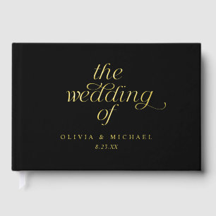 Livre D'or Mariage noir Gold Foil moderne
