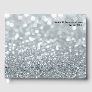 Livre D'or Mariage Paillettes Luxe Bokeh Argenté Étincelant