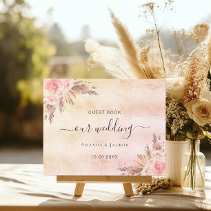 Livre D'or Mariage pampas herbe rose or rousse rose boho