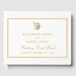 Livre D'or Mariage papillon vintage Parties scintillant or