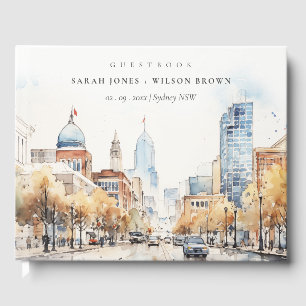 Livre D'or Mariage Paysage Aquarelle à Indianapolis, Indiana