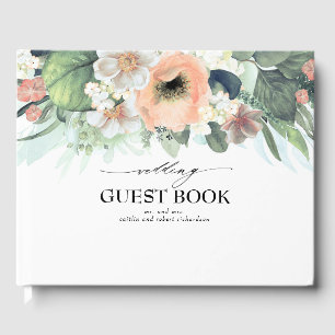 Livre D'or Mariage Peach and Pink Watercolor Flowers