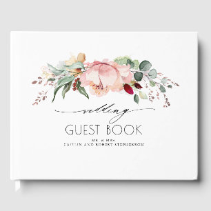 Livre D'or Mariage Peach Peach Pink and Burgundy Blooms