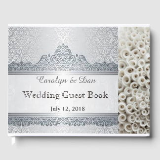 Livre d'or mariage personnalisable en argent et bl