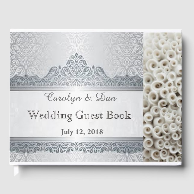 Livre d'or mariage personnalisable en argent et bl (Recto)