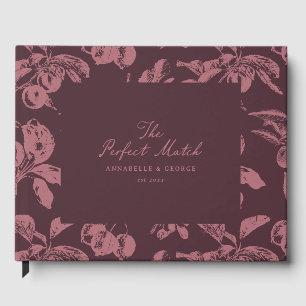 Livre D'or Mariage personnalisé bordeaux floral fruit vintage