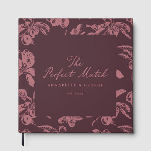 Livre D'or Mariage Personnalisé Burgundy Vintage Floral Fruit