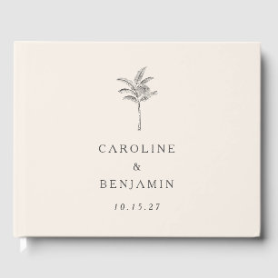Livre D'or Mariage personnalisé minimaliste Ecru Palm Tree Li