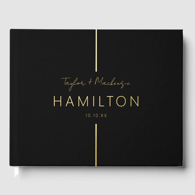 Livre D'or Mariage personnalisé noir et huile réelle (Recto)