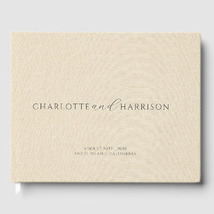 Livre D'or Mariage personnalisé Photo Cream Faux Linen