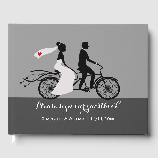 Livre D'or Mariage Personnalisé Tandem Bike Bride Et Groom (Recto)