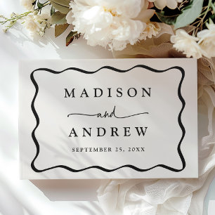 Livre D'or Mariage photo avec cadre moderne crème et noir ond
