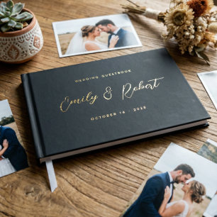 Livre D'or Mariage photo de luxe noir et or