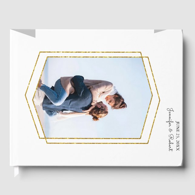 Livre D'or Mariage photo Elegant Gold Geometry Frame (Recto)