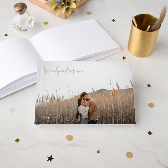 Livre D'or Mariage Photo Élégant Moderne (Recto ouvert)
