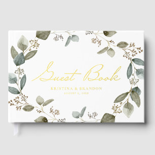 Livre D'or Mariage photo Eucalyptus de l'aquarelle