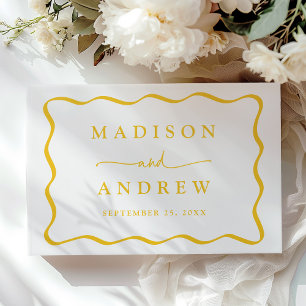 Livre D'or Mariage Photo Moderne Cadre Jaune Ondulé