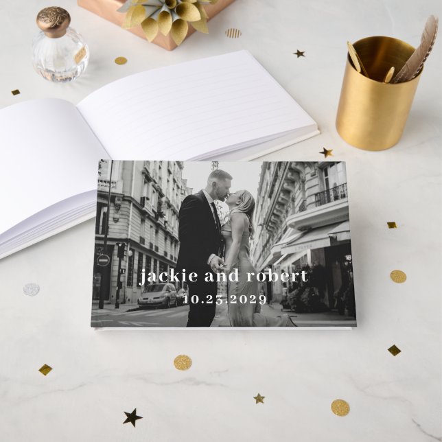 Livre D'or Mariage photo moderne minimal (Recto ouvert)