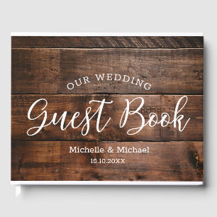 Livre D'or Mariage photo Rustique Brown Wood Couple