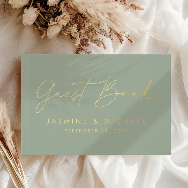 Livre D'or Mariage photo Sage et Gold Foil (Créateur téléchargé)