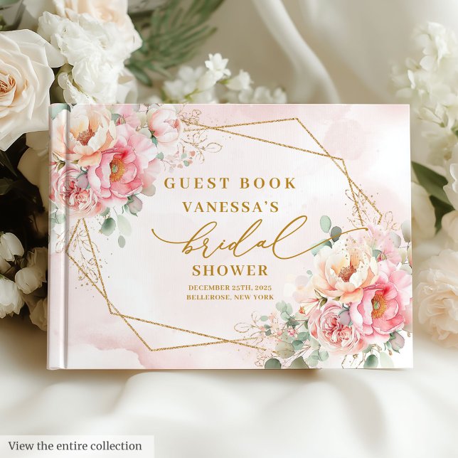 Livre D'or Mariage Poussière Dorée Roses Rose Glamour (Glam Blush Pink Roses Gold Glitter Bridal Shower Guest Book)