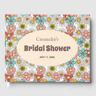 Livre D'or Mariage rétro hippie groovy fleurs 