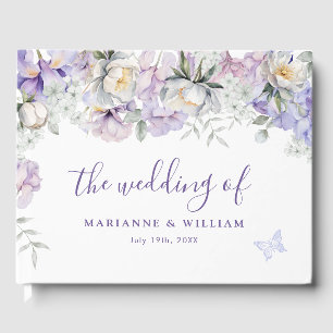 Livre D'or Mariage romantique violet lunaire blanc RSVP