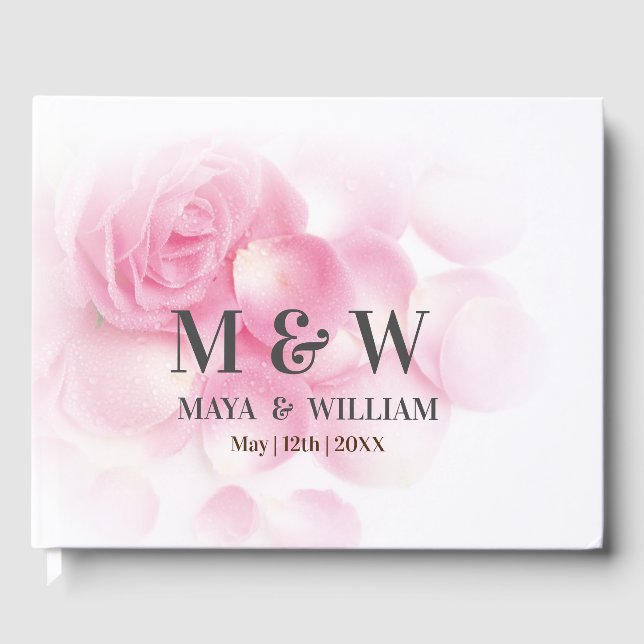 Livre D'or Mariage rose floral (Recto)
