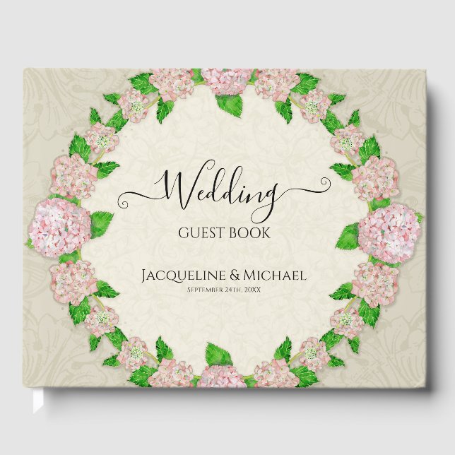 Livre D'or Mariage rose Floral Elégant Aquarelle Dentelle Chi (Recto)