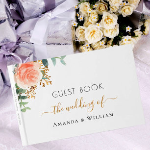 Livre D'or Mariage rose or rousse floral eucalyptus script