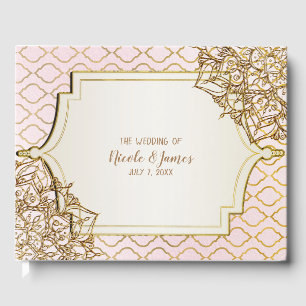 Livre D'or Mariage Rose Poudré Or Nuit Arabesque Marocaine