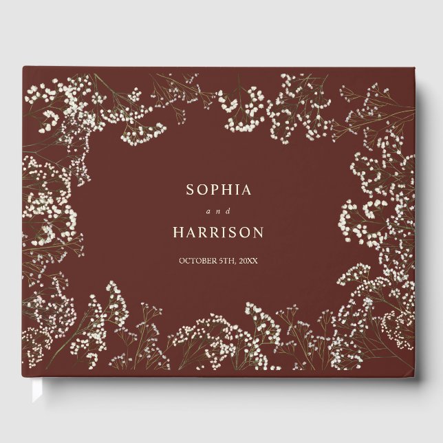 Livre D'or Mariage rouge poitrine de bébé rustique (Recto)