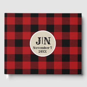 Livre D'or Mariage rustique à carreaux rouge noir buffalo pla