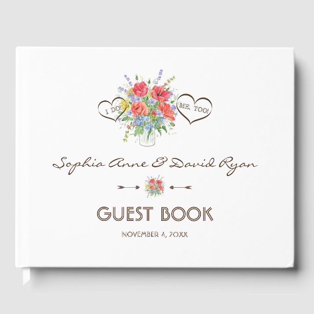 Livre D'or Mariage Rustique Aquarelle Fleurs sauvages (Recto)