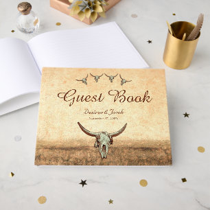 Livre D'or Mariage rustique occidental crâne de vache taureau