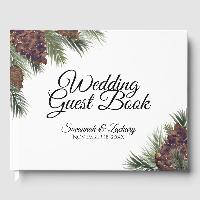 Livre D'or Mariage Rustique Pinecones et Bouges de pin (Recto)