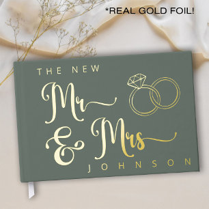 Livre D'or Mariage Sage Green et Gold Foil Guestbook