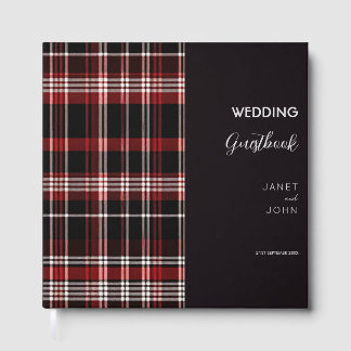 Livre D'or Mariage tatan écossais noir et rouge