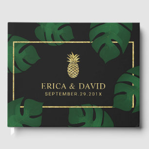 Livre D'or Mariage Tropical moderne Gold Pineappy